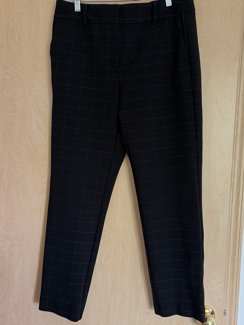 Ann Taylor Black Windowpane Straight-Leg Pants